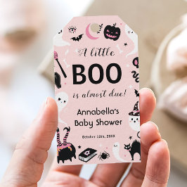 Etiqueta Para Presente Um Chuveirinho de Bebê Rosa Boo de Halloween 