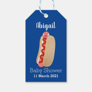 Etiqueta Para Presente Um desenho animado de Weiner, um cachorro quente e