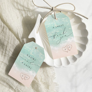 Etiqueta Para Presente Um Docinho, Obrigado Moderno Script Sand Hearts Be