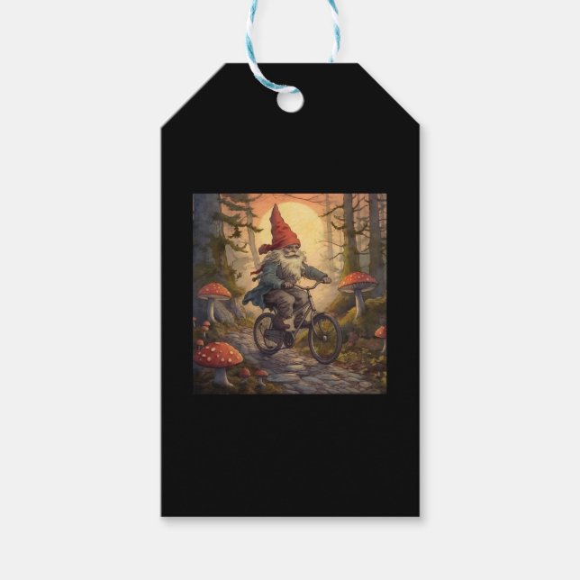 Etiqueta Para Presente Um gnomo engraçado andando de bicicleta (Frente)