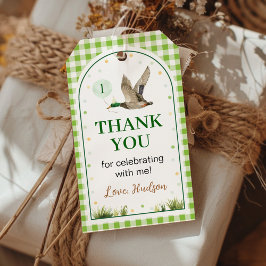 Etiqueta Para Presente Um Pato-real Sortudo de Folhagem Aniversário Obrig