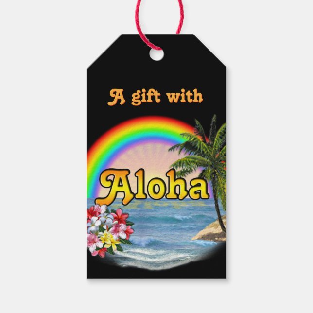 Etiqueta Para Presente Um presente com Aloha (Frente)