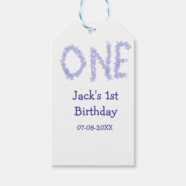 Etiqueta Para Presente Um primeiro aniversario moderno de menino brilhant (Frente)