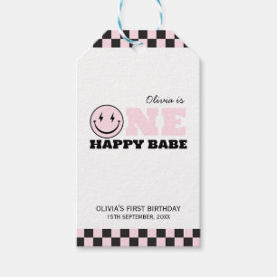Etiqueta Para Presente Um primeiro aniversario Rosa Feliz, Meninas de Beb