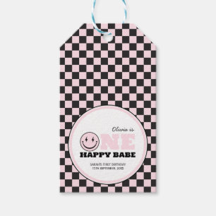Etiqueta Para Presente Um primeiro aniversario Rosa Feliz, Meninas de Beb