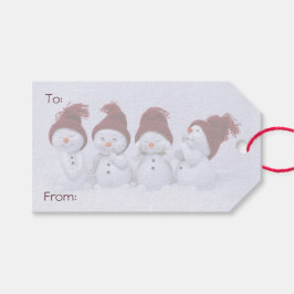 Etiqueta Para Presente Um quarteto de bonecos de neve