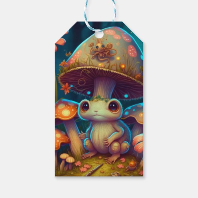Etiqueta Para Presente Um sapo de cogumelo mágico (Frente)