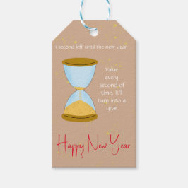 Etiqueta Para Presente Um segundo à esquerda de ampulheta Ano Novo