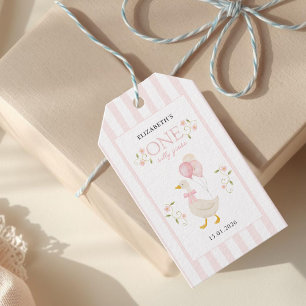 Etiqueta Para Presente Um Silly Goose Menina Aniversário de 1 ano Rosa