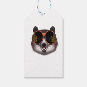 Etiqueta Para Presente Um Tanuki Giríssimo Com Óculos de Sol Rebuscados