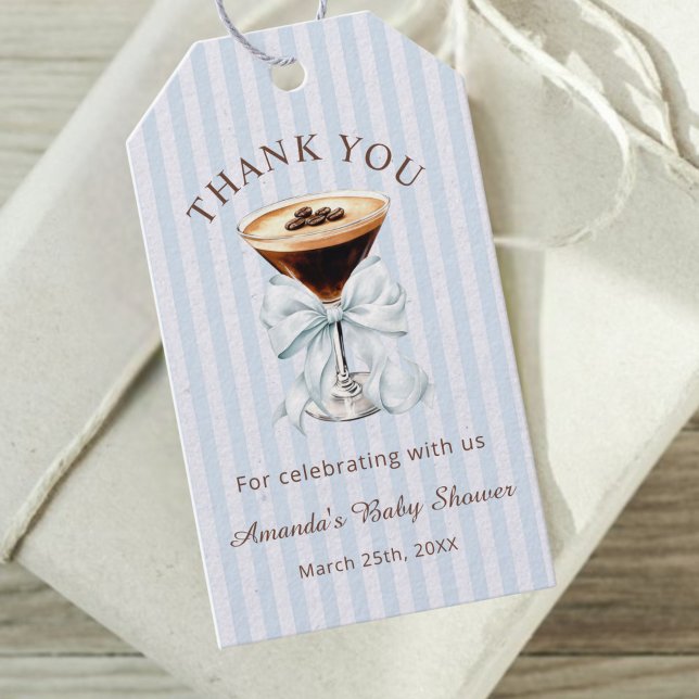 Etiqueta Para Presente Um tini One Espresso Martini Baby Shower (Espresso Martini Baby Shower Theme Gift Tag)