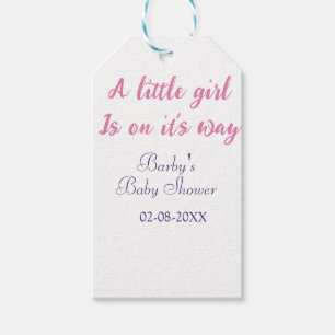 Etiqueta Para Presente Uma menina a caminho baby shower rosa nome 