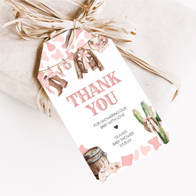 Etiqueta Para Presente Uma Pequena Chá de fraldas De Vaquinha (A Little Cowgirl Rodeo Baby Shower Favor Tags)