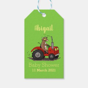 Etiqueta Para Presente Uma vaca feliz e bonita dirigindo um desenho de tr