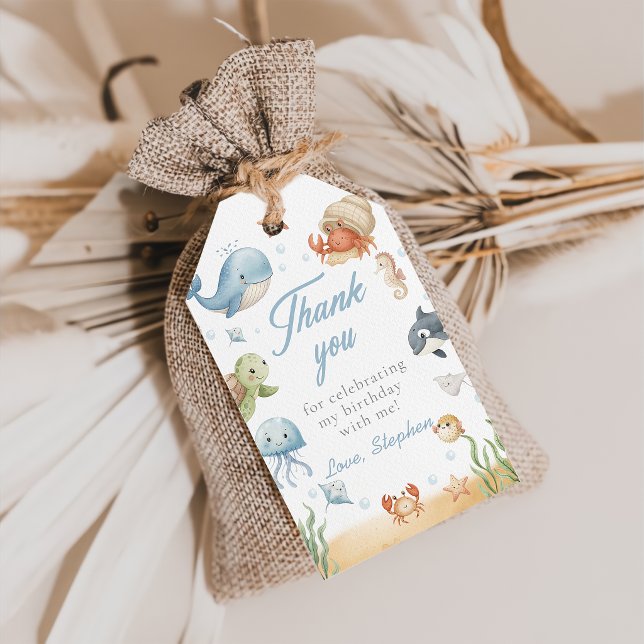 Etiqueta Para Presente Under The Sea Ocean Animals Birthday (Criador carregado)