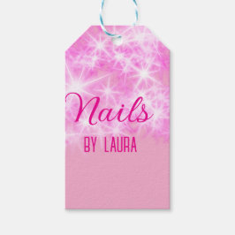 Etiqueta Para Presente Unhas cintilantes cor-de-rosa- cinza- coloração- b
