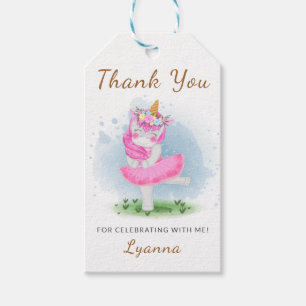 Etiqueta Para Presente Unicorn Rosa Ballerina Floral Obrigado