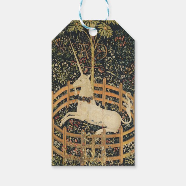 Etiqueta Para Presente Unicorn Tapestries Tapeçaria Clássica (Frente)