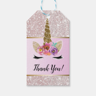 Etiqueta Para Presente Unicórnio Dourado Brilho Branco Floral Glam Rosa F