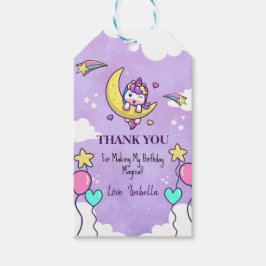 Etiqueta Para Presente Unicórnio Mágico Obrigado Garota de Aniversário Se
