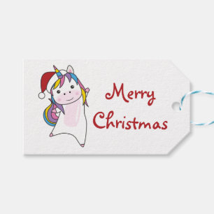 Etiqueta Para Presente Unicórnio Natal Neve Inverno Animais Unicóricos 