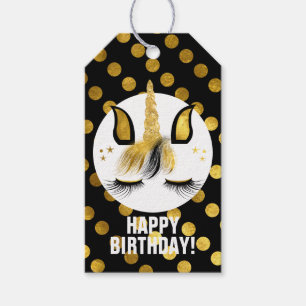 Etiqueta Para Presente Unicórnio Preto e Dourado