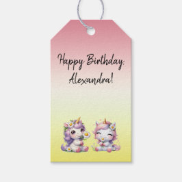 Etiqueta Para Presente Unicórnios e margaridas, festa de aniversário infa