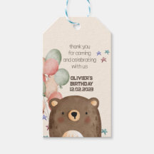 ursinho d'água com balões de aniversário Gift Tag