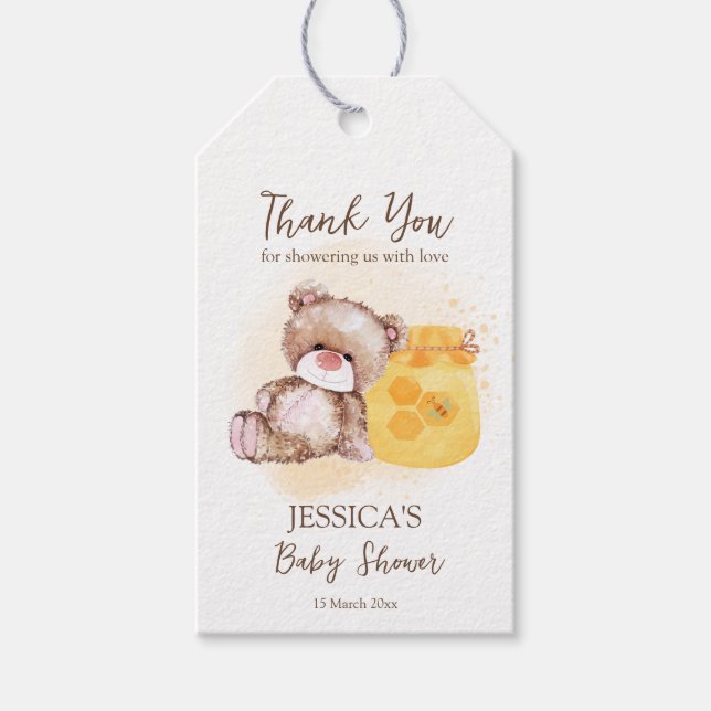 Etiqueta Para Presente Ursinho de mel com vassoura-de-vidro (Frente)