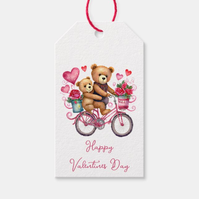 Etiqueta Para Presente ursinhos de valentim de bicicleta (Frente)