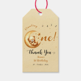 Etiqueta Para Presente Urso Bebê Bonito Dormindo No primeiro aniversario 