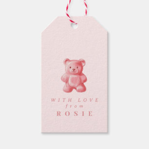 Etiqueta Para Presente Urso Cinzento Rosa-Cor-de-Água Personalizado