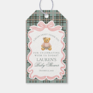 Etiqueta Para Presente Urso de Laço Coquete Rosa Favoritos para Chá de Be