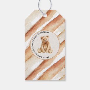 Etiqueta Para Presente Urso de Natal Listras Chocolate Latte