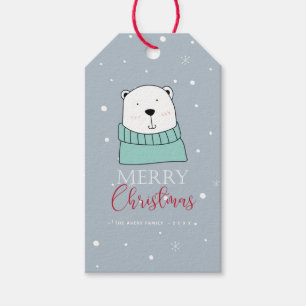 Etiqueta Para Presente Urso de Natal Moderno Personalizado