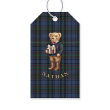 Urso de Natal Xadrez Luxo Preppy