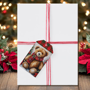Etiqueta Para Presente Urso de Pelúcia Adicionar Nomes Natal