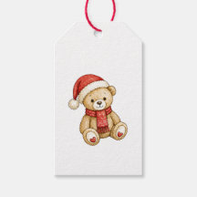 Urso de pelúcia vermelho aquarela de Natal fofo