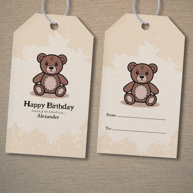 Etiqueta Para Presente Urso de Teddy (Teddy Bear Gift Tags)