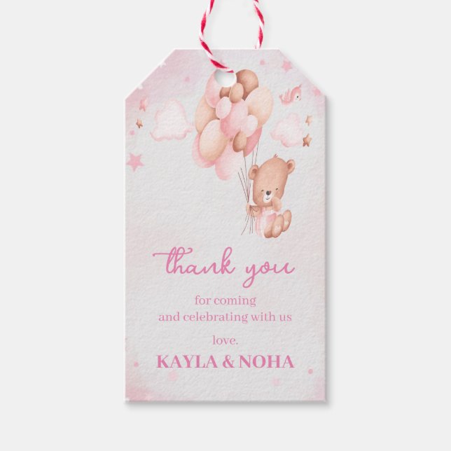 Etiqueta Para Presente Urso de Teddy Bonito com balão (Frente)