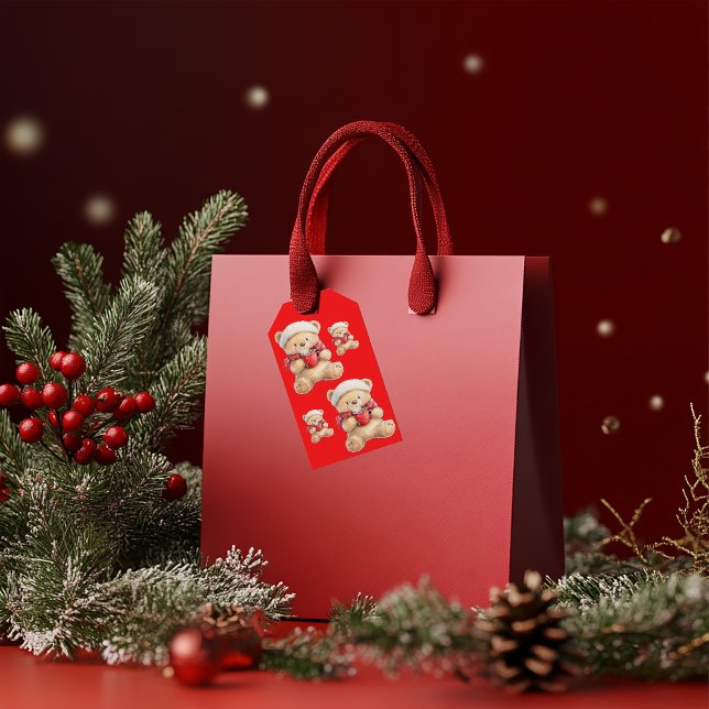Etiqueta Para Presente Urso de Teddy de Natal (Criador carregado)