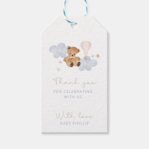 Etiqueta Para Presente Urso de Teddy e Balão de Ar Quente, obrigado você