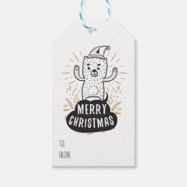 Etiqueta Para Presente Urso Fofo Feliz Natal Para De Modelo