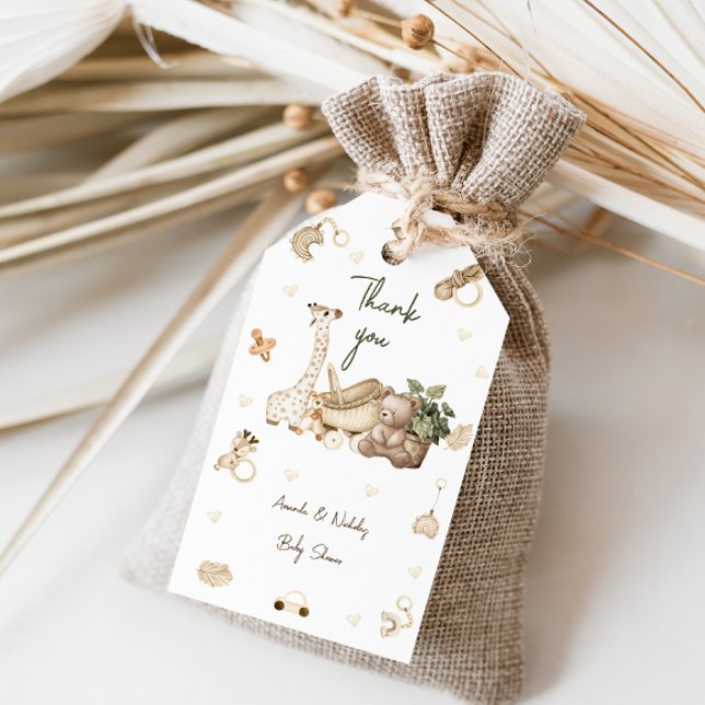 Etiqueta Para Presente Urso Girafa Brinquedos Fofa Festa de Bebê (Criador carregado)