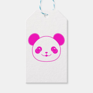 Etiqueta Para Presente Urso Panda de Kawaii Rosa