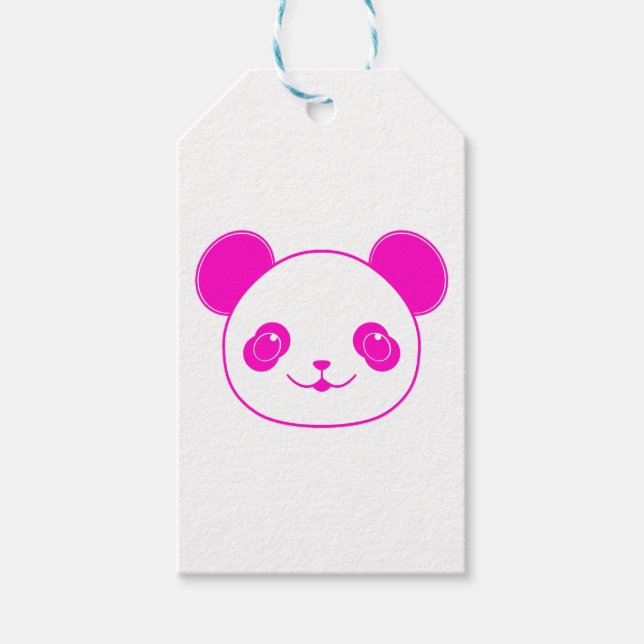 Etiqueta Para Presente Urso Panda de Kawaii Rosa (Frente)