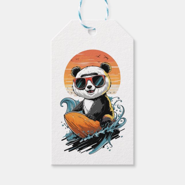 Etiqueta Para Presente Urso Panda de Surfe Legal (Frente)