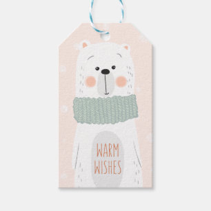 Etiqueta Para Presente Urso polar - aqueça desejos - Tag bonito do