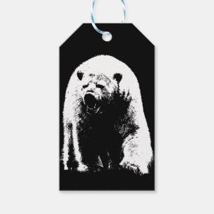 Etiqueta Para Presente Urso Polar Pop Art Preto e Branco