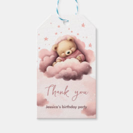Etiqueta Para Presente Urso rosa nas nuvens, bolsa de favor de aniversári